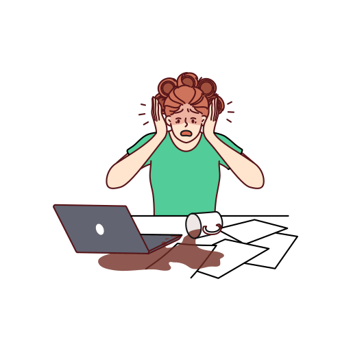 girl-scared-to-messy-coffee-on-office-document